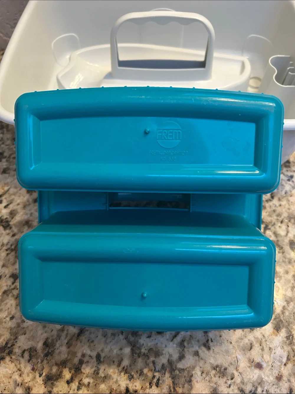 White Cleaning Caddy with Teal Removable Tray
